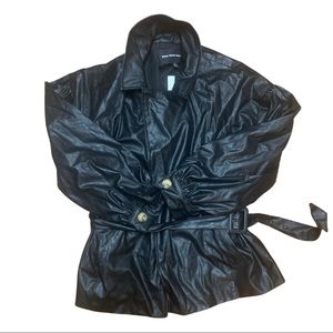 Belted Faux Leather Jacket